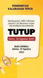 Cuti Bersama, Pelayanan Kalurahan Tepus Libur Hari ini